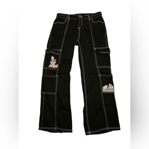 Justice Black Cargo Pants with Snoopy Patch